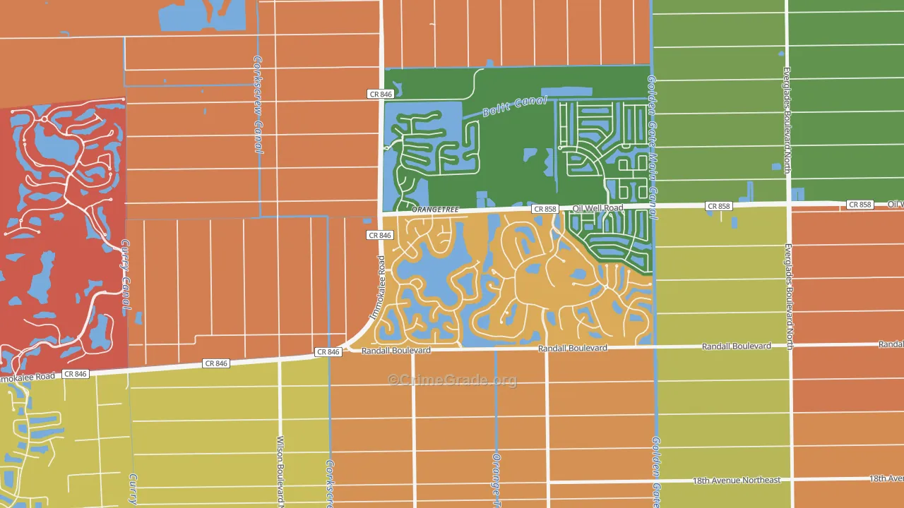Orangetree, Naples, FL Map of Arson Rates