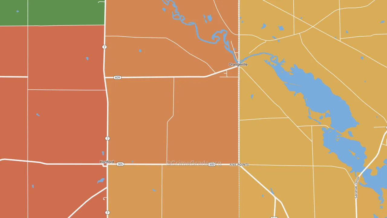 Orangeville, OH Map of Arson Rates