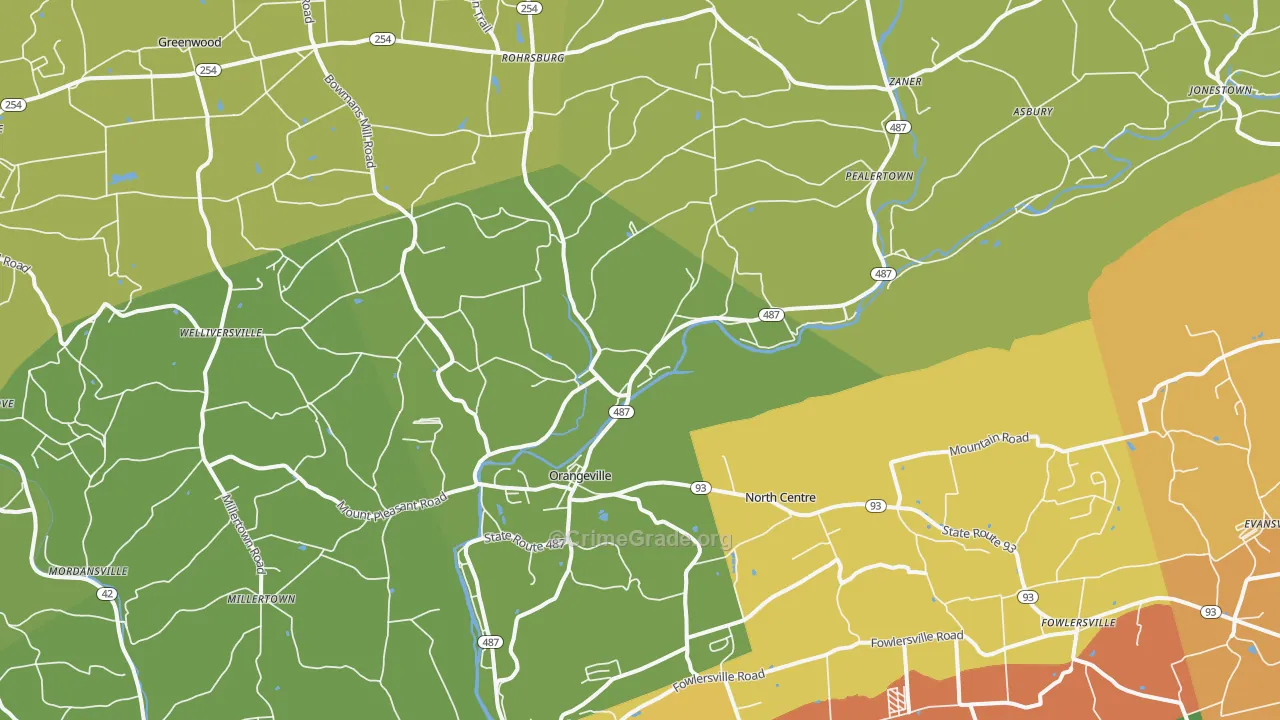 Orangeville, PA Map of Arson Rates