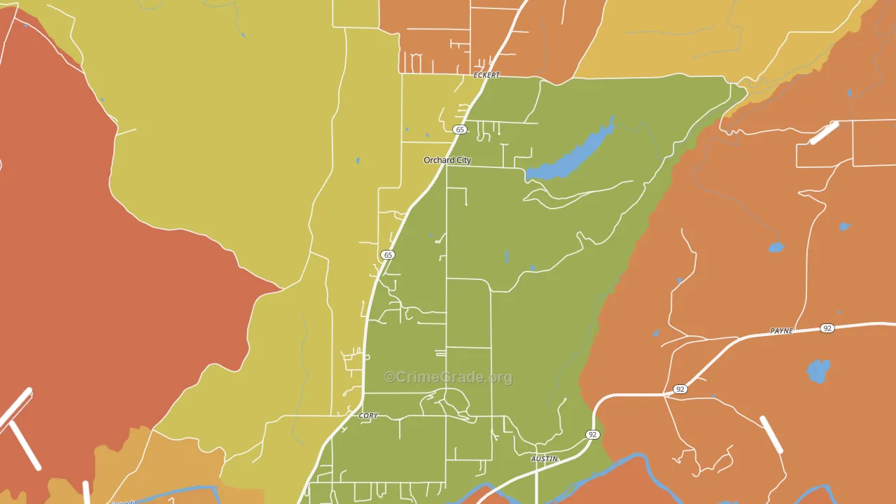 Orchard City, CO Map of Arson Rates