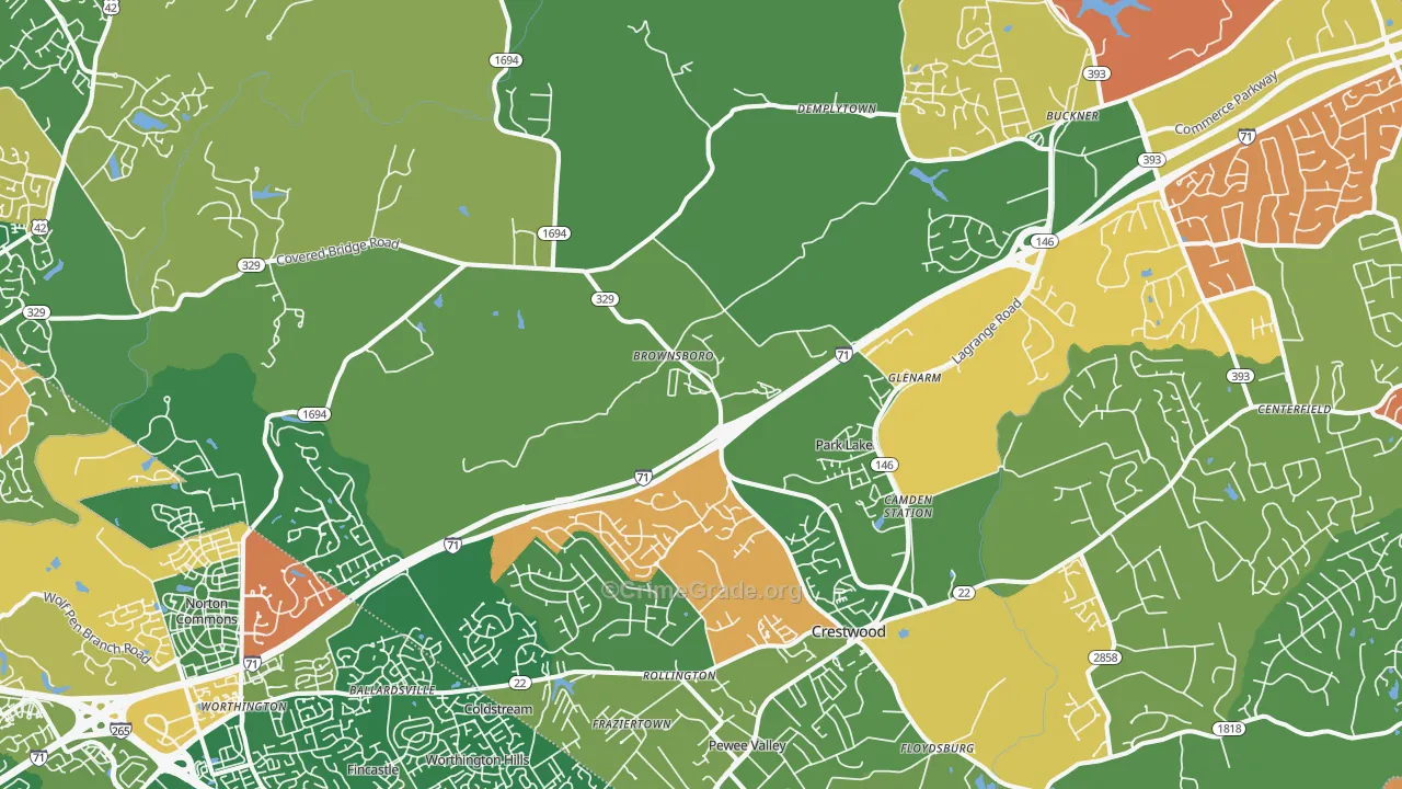 Orchard Grass Hills, KY Map of Arson Rates