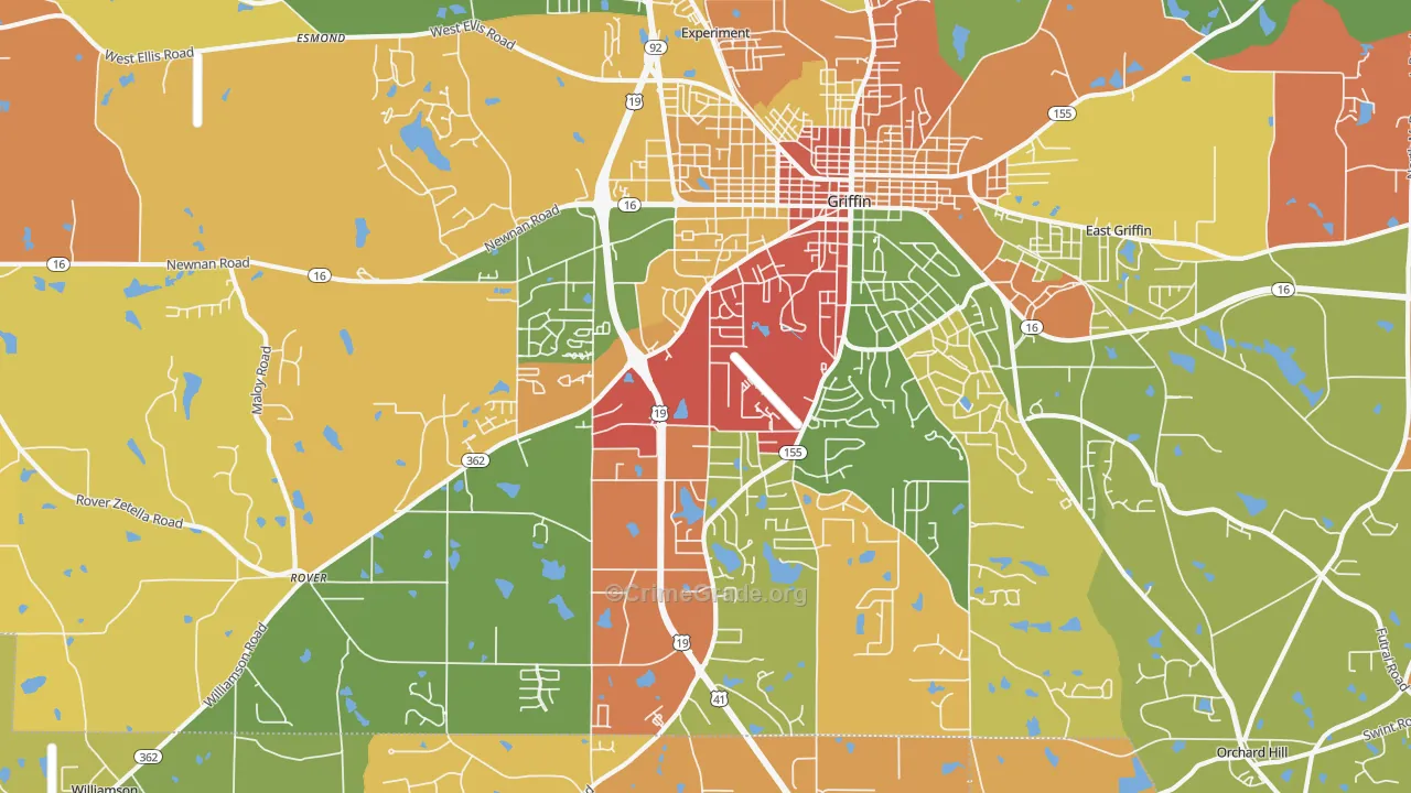 Orchard Hill, GA Map of Arson Rates