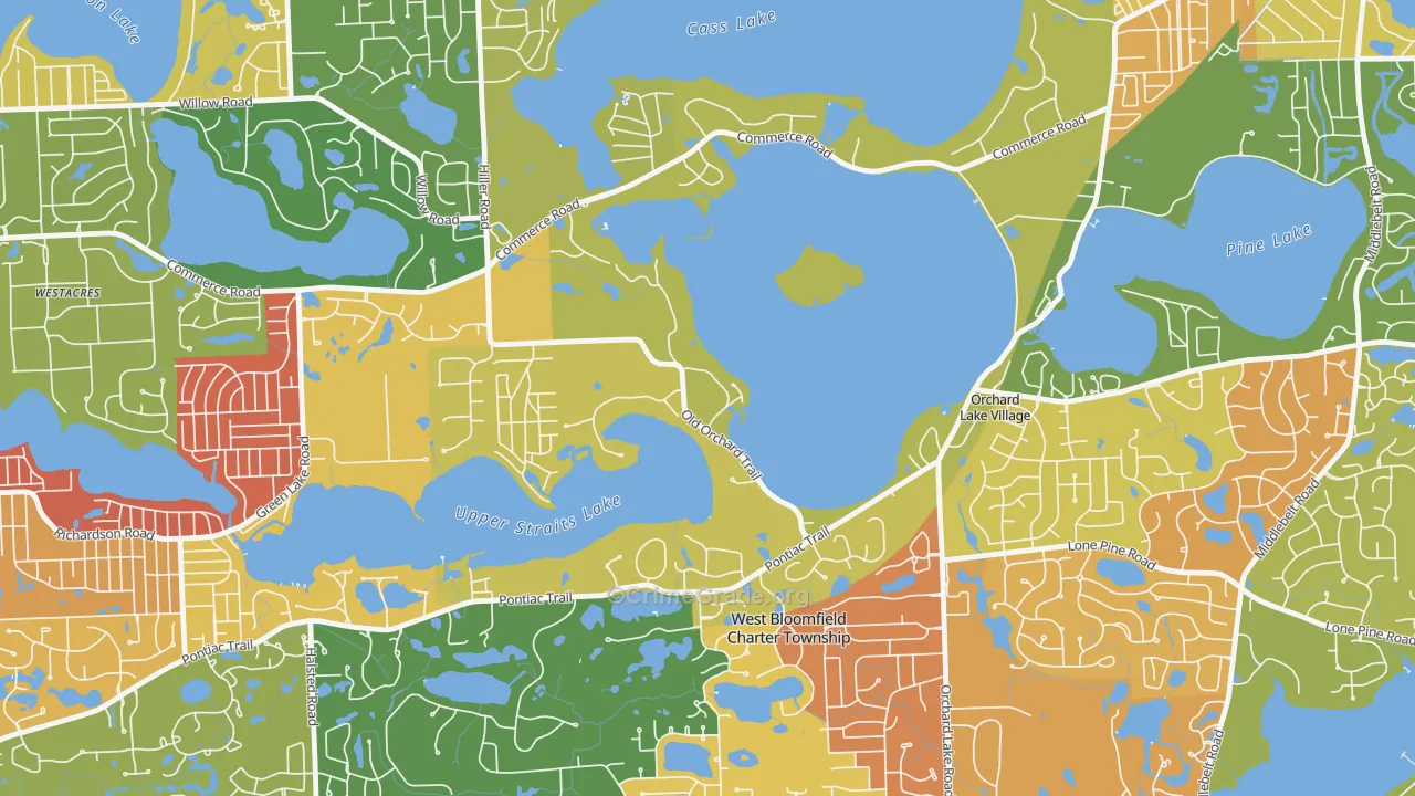 Orchard Lake Village, MI Map of Arson Rates