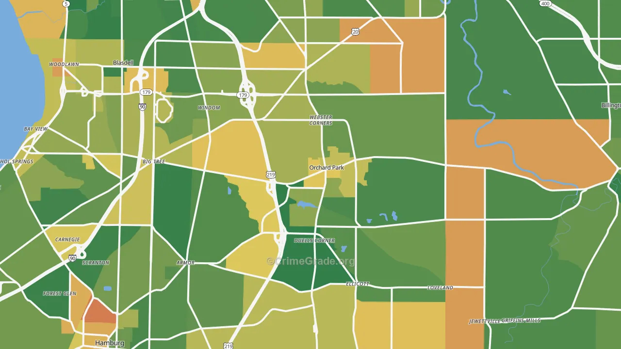 Orchard Park, NY Map of Arson Rates