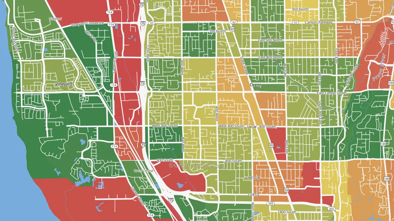 Orem North, Orem, UT Map of Arson Rates