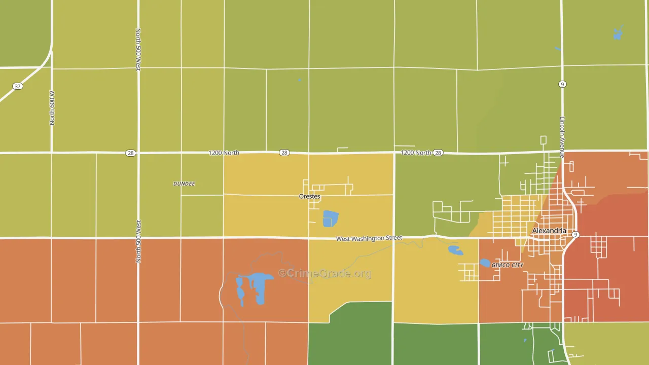 Orestes, IN Map of Arson Rates