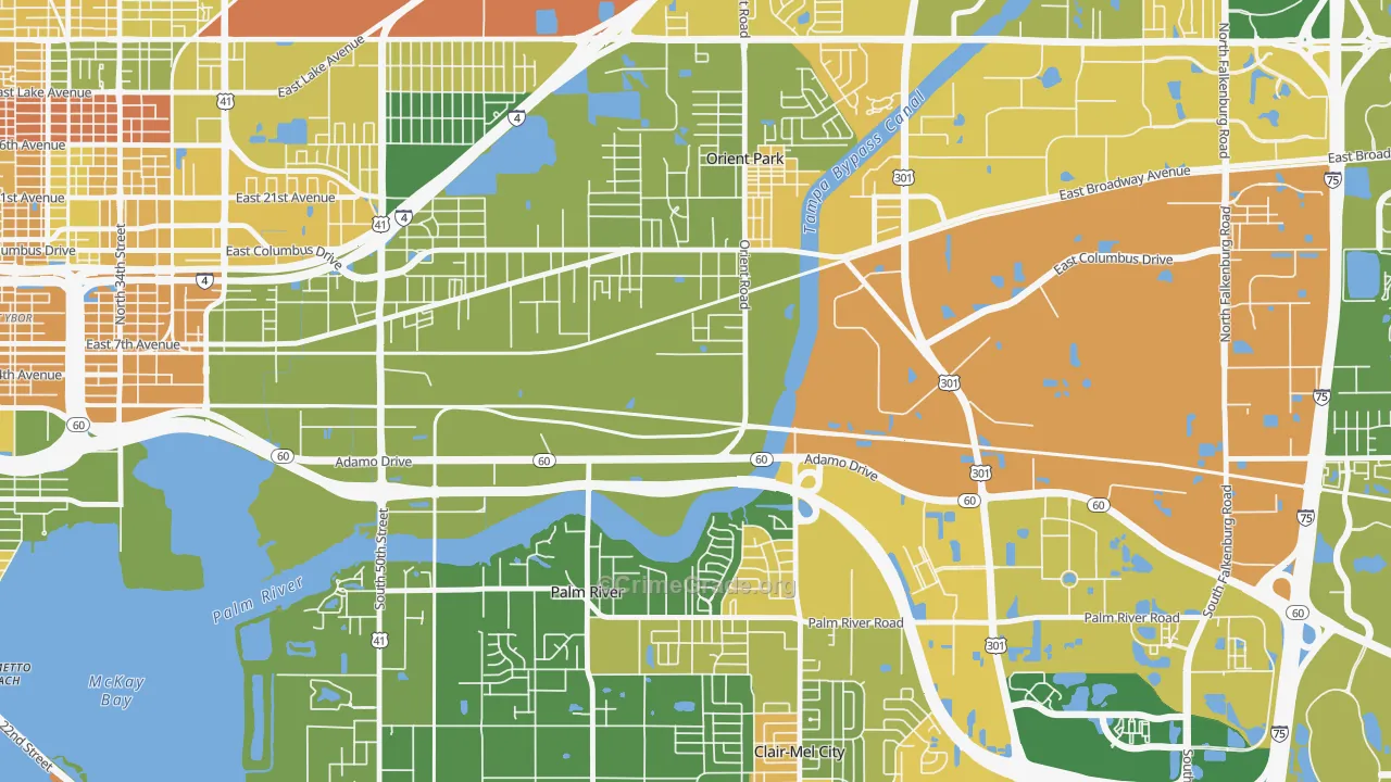 Orient Park, Tampa, FL Map of Arson Rates