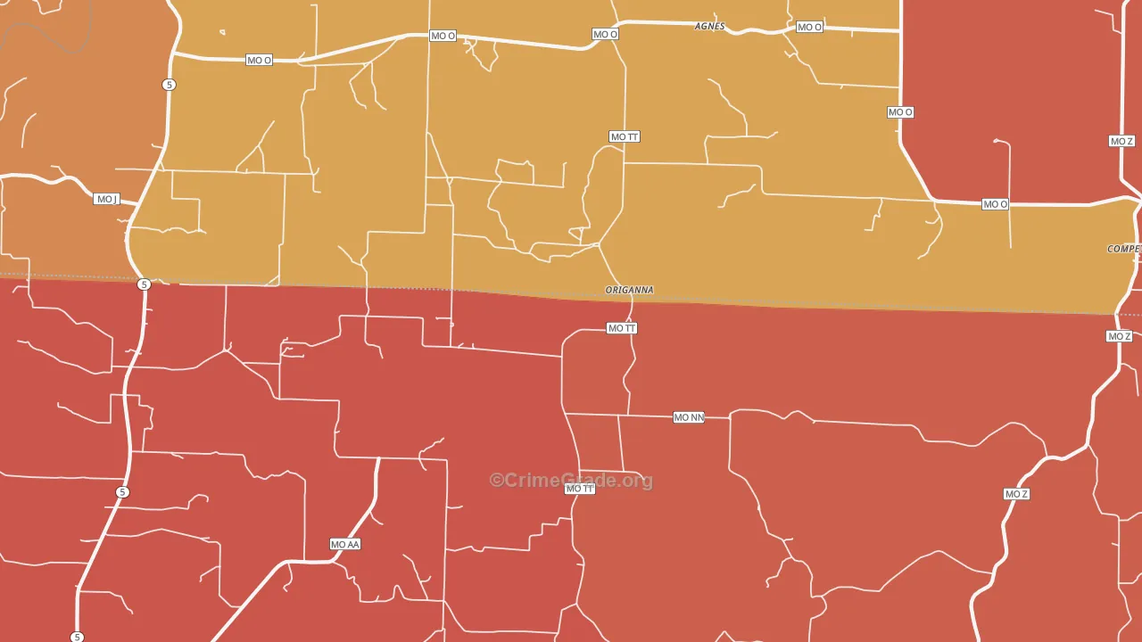 Origanna, MO Map of Arson Rates