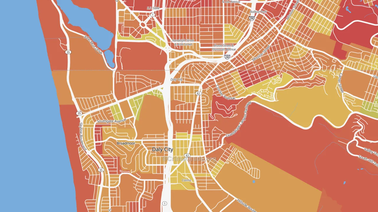 Original Daly City, Daly City, CA Map of Arson Rates