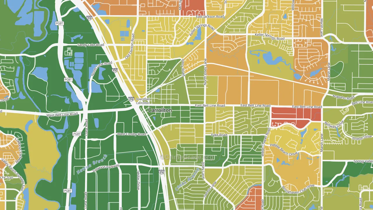 Original Town, Carrollton, TX Map of Arson Rates