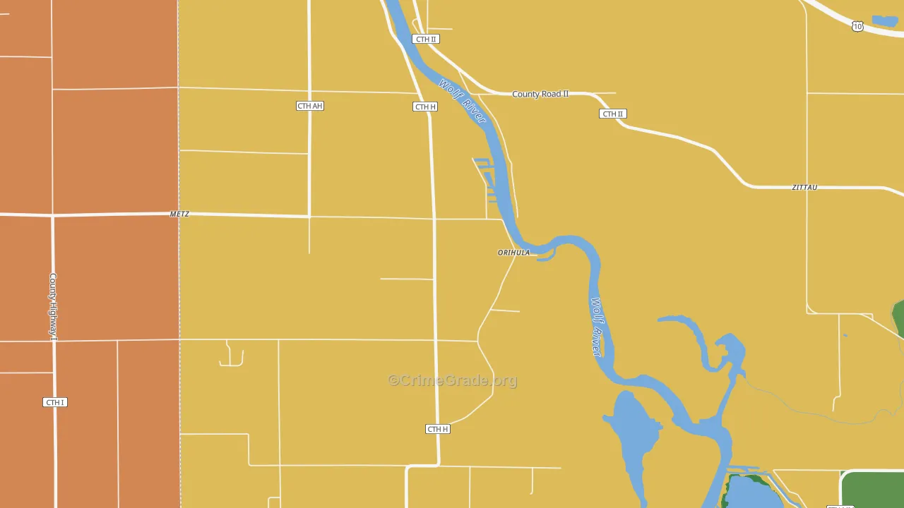 Orihula, WI Map of Arson Rates
