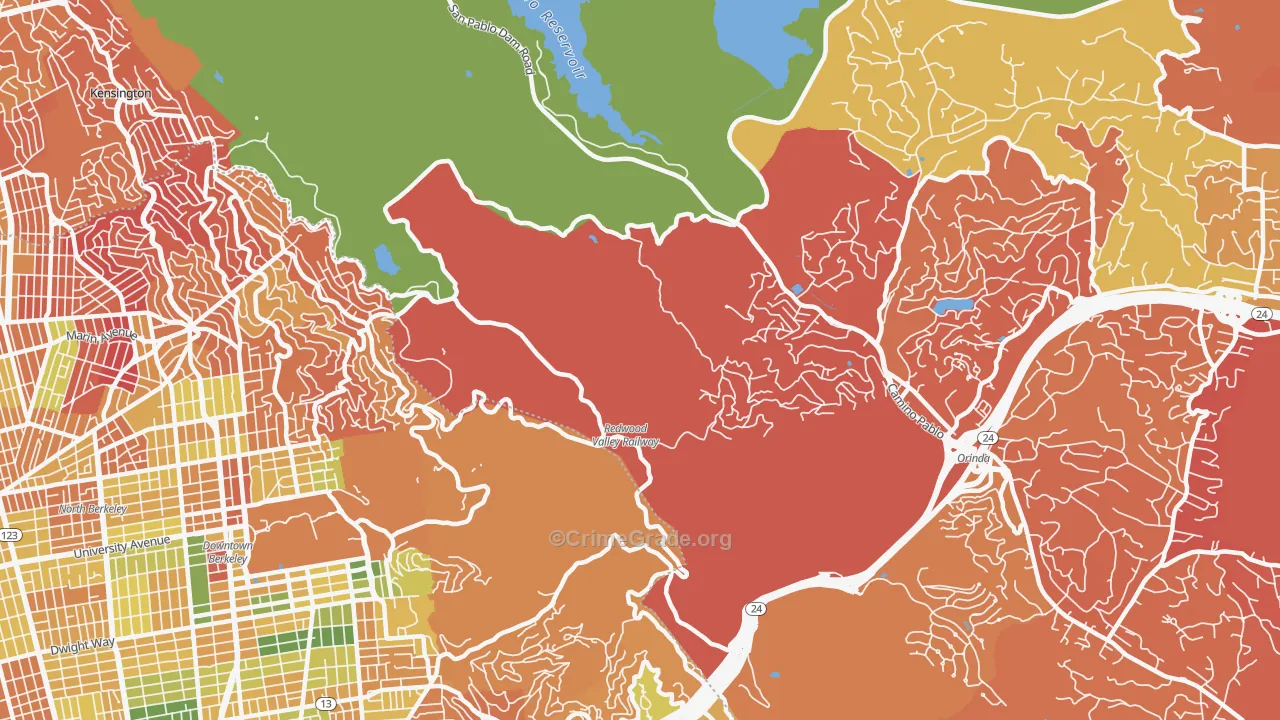 Orinda Village, CA Map of Arson Rates