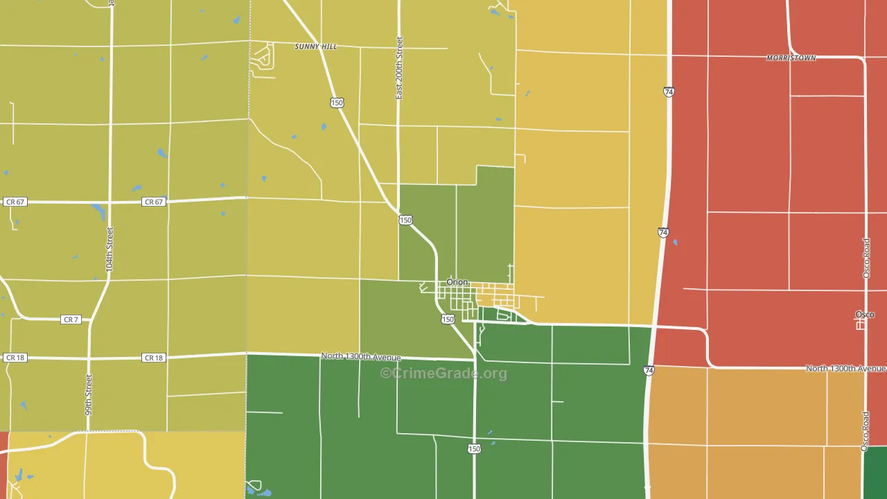 Orion, IL Map of Arson Rates