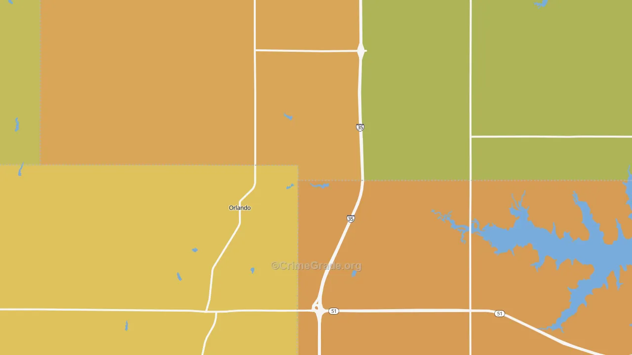 Orlando, OK Map of Arson Rates