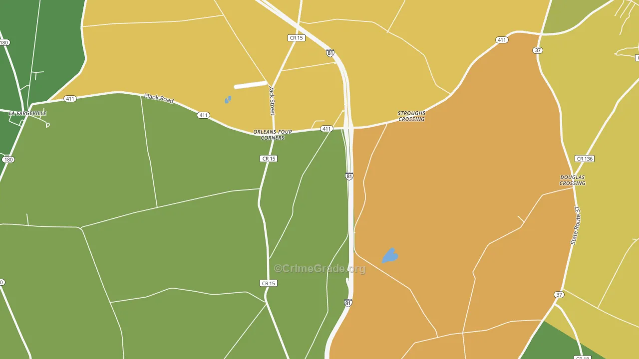 Orleans Four Corners, NY Map of Arson Rates