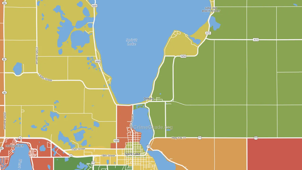 Orleans, IA Map of Arson Rates