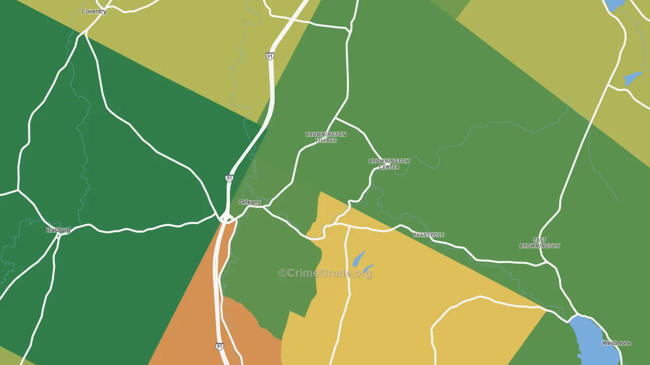 Orleans, VT Map of Arson Rates