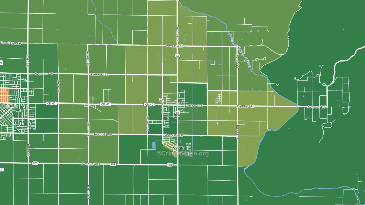 Orosi, CA Map of Arson Rates