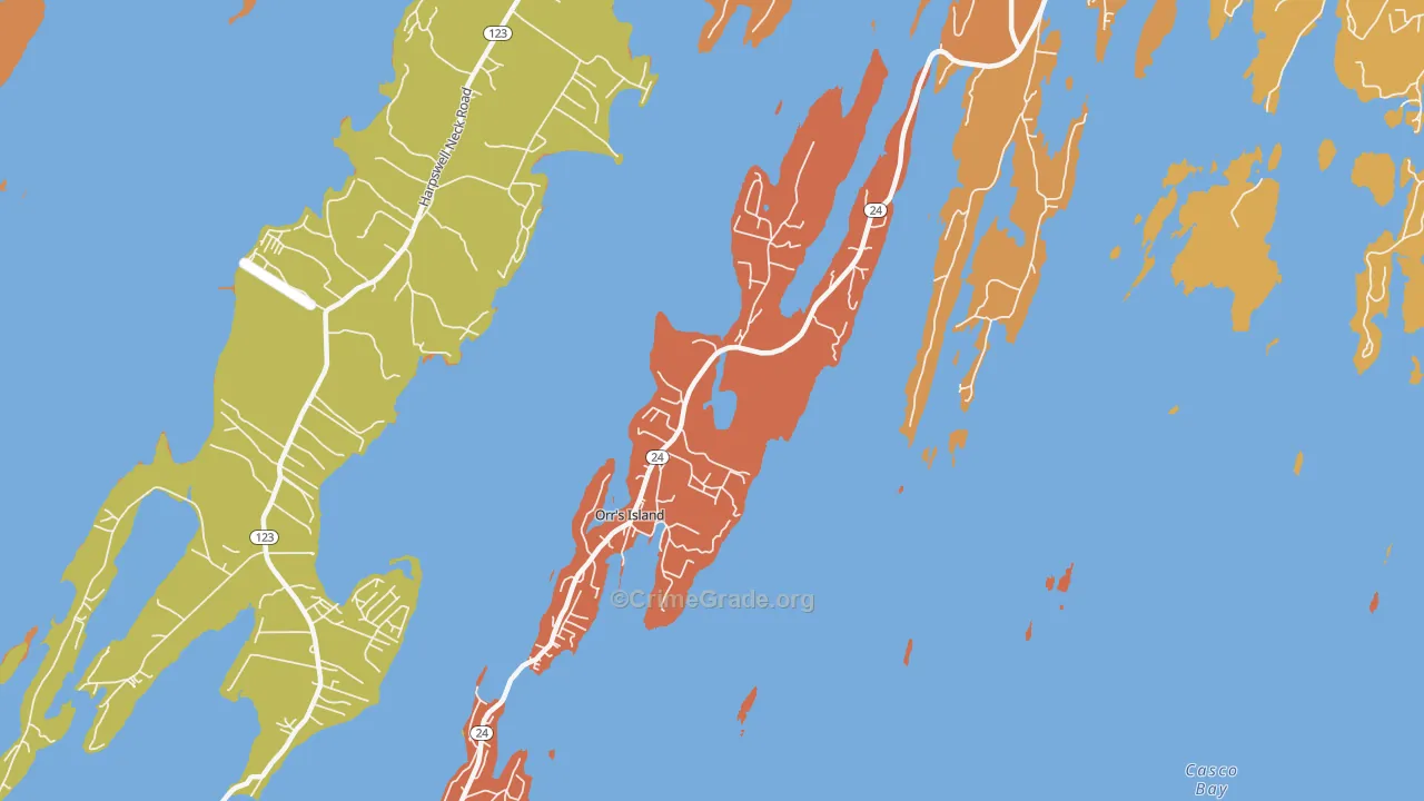 Orrs Island, ME Map of Arson Rates