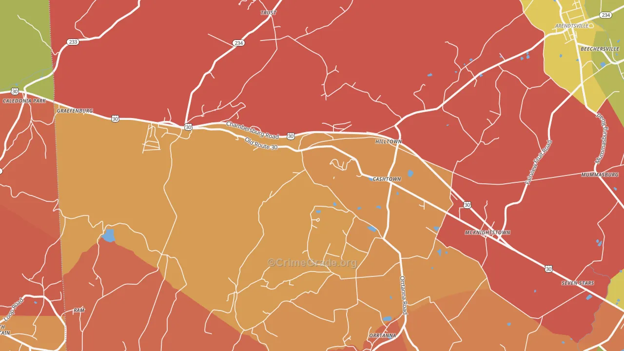 Orrtanna, PA Map of Arson Rates
