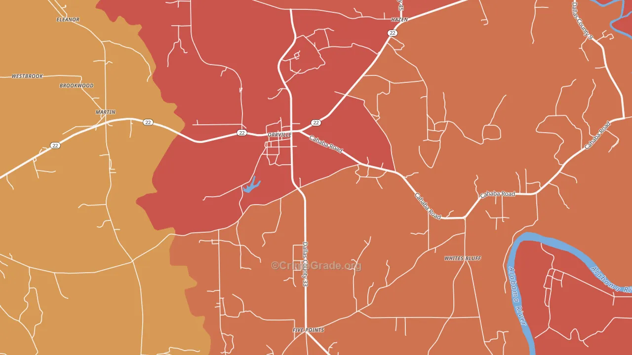 Orrville, AL Map of Arson Rates