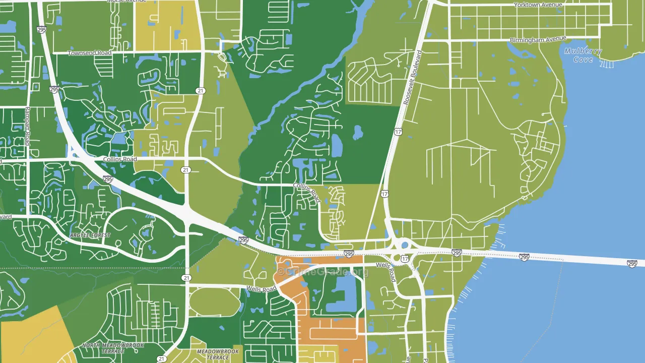 Ortega Hills, Jacksonville, FL Map of Arson Rates