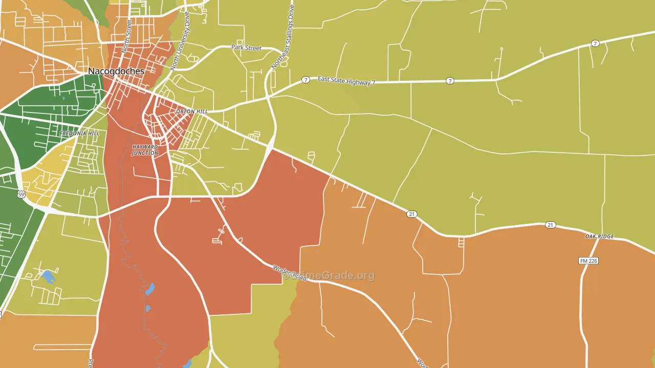 Orton Hill, TX Map of Arson Rates