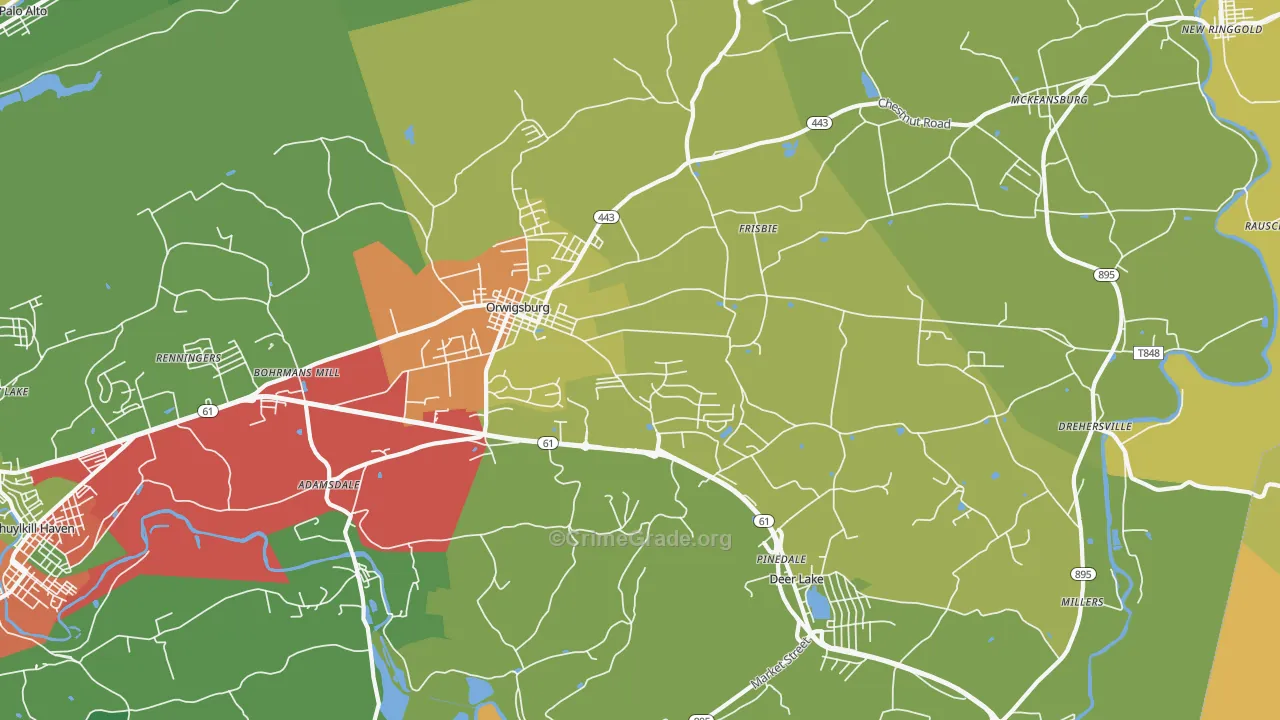 Orwigsburg, PA Map of Arson Rates
