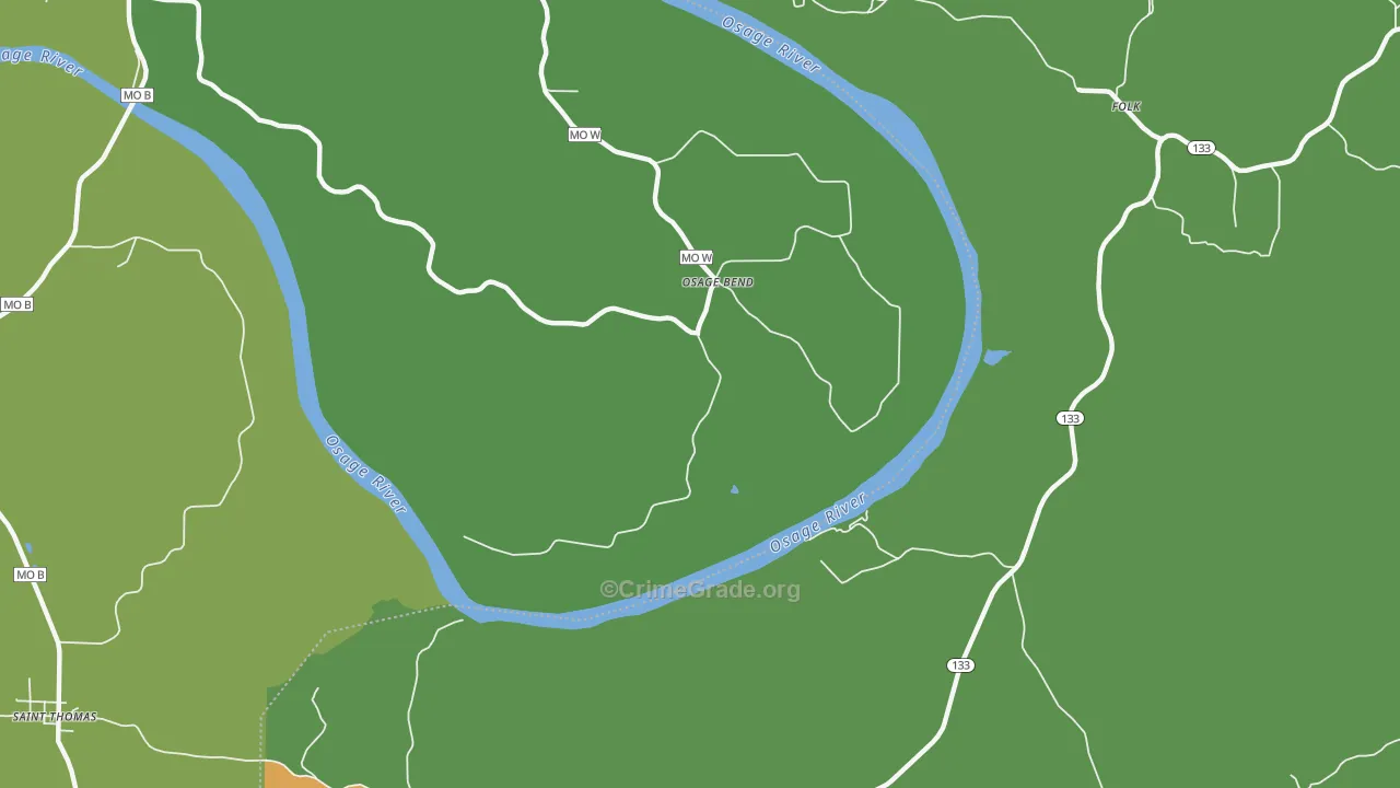 Osage Bend, MO Map of Arson Rates
