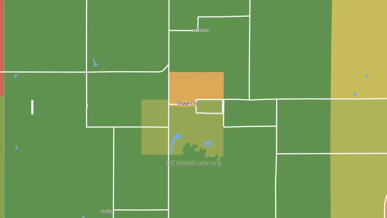 Osage City, KS Map of Arson Rates