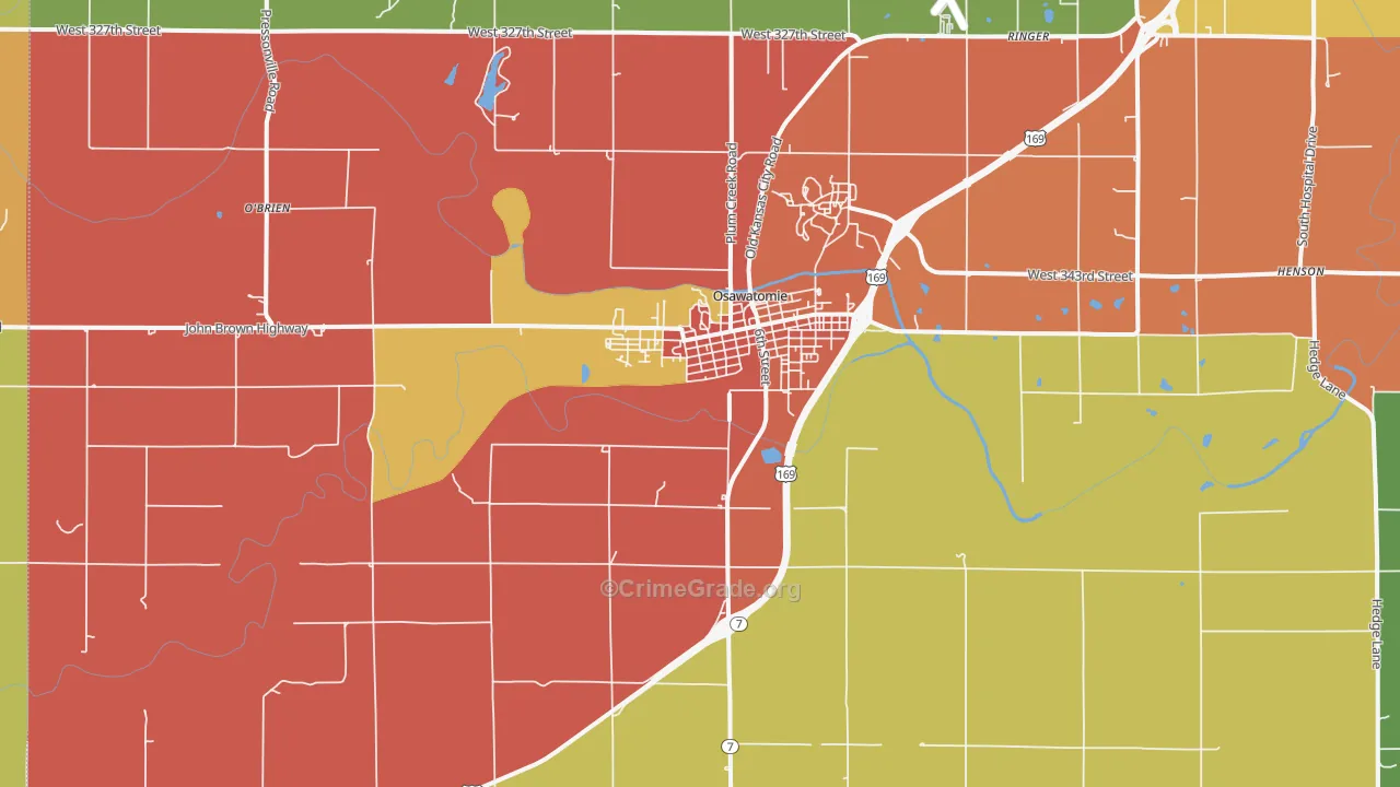 Osawatomie, KS Map of Arson Rates