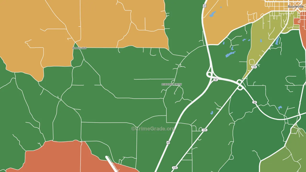 Osborne Creek, MS Map of Arson Rates