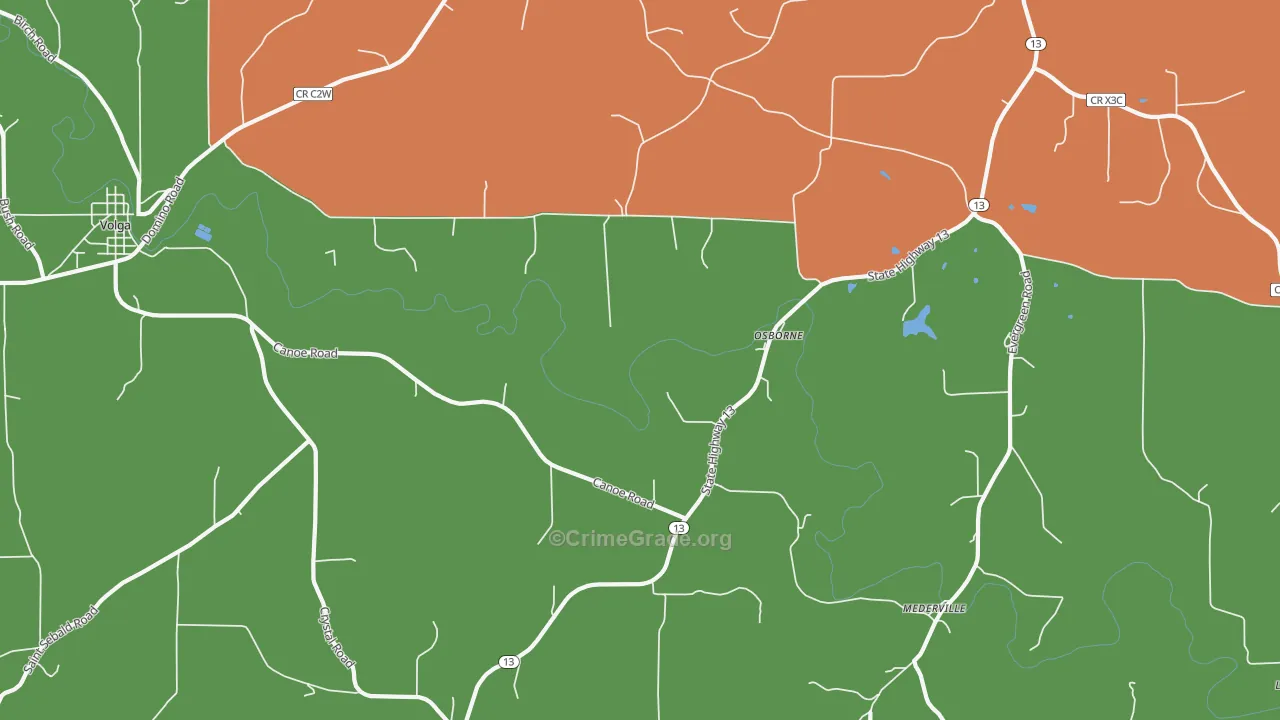 Osborne, IA Map of Arson Rates