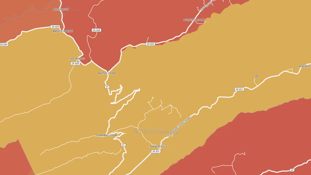 Osborns Store, VA Map of Arson Rates