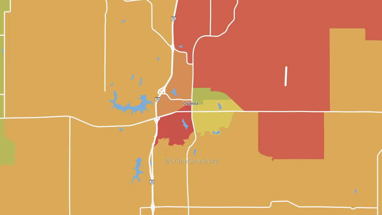 Osceola, IA Map of Arson Rates