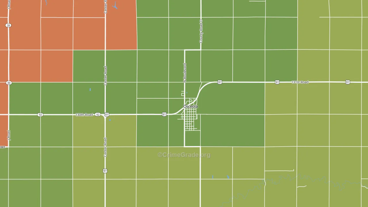 Osceola, NE Map of Arson Rates
