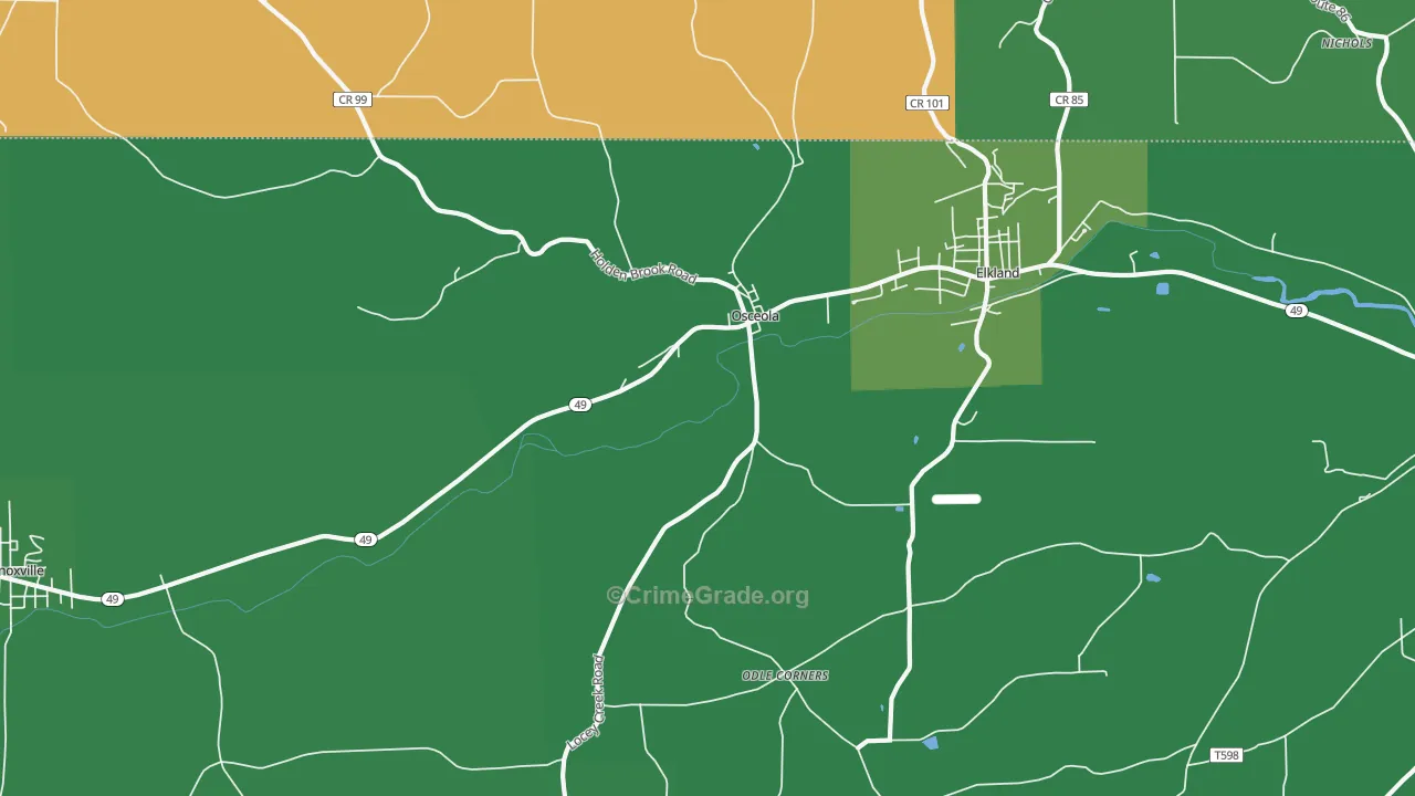 Osceola, PA Map of Arson Rates