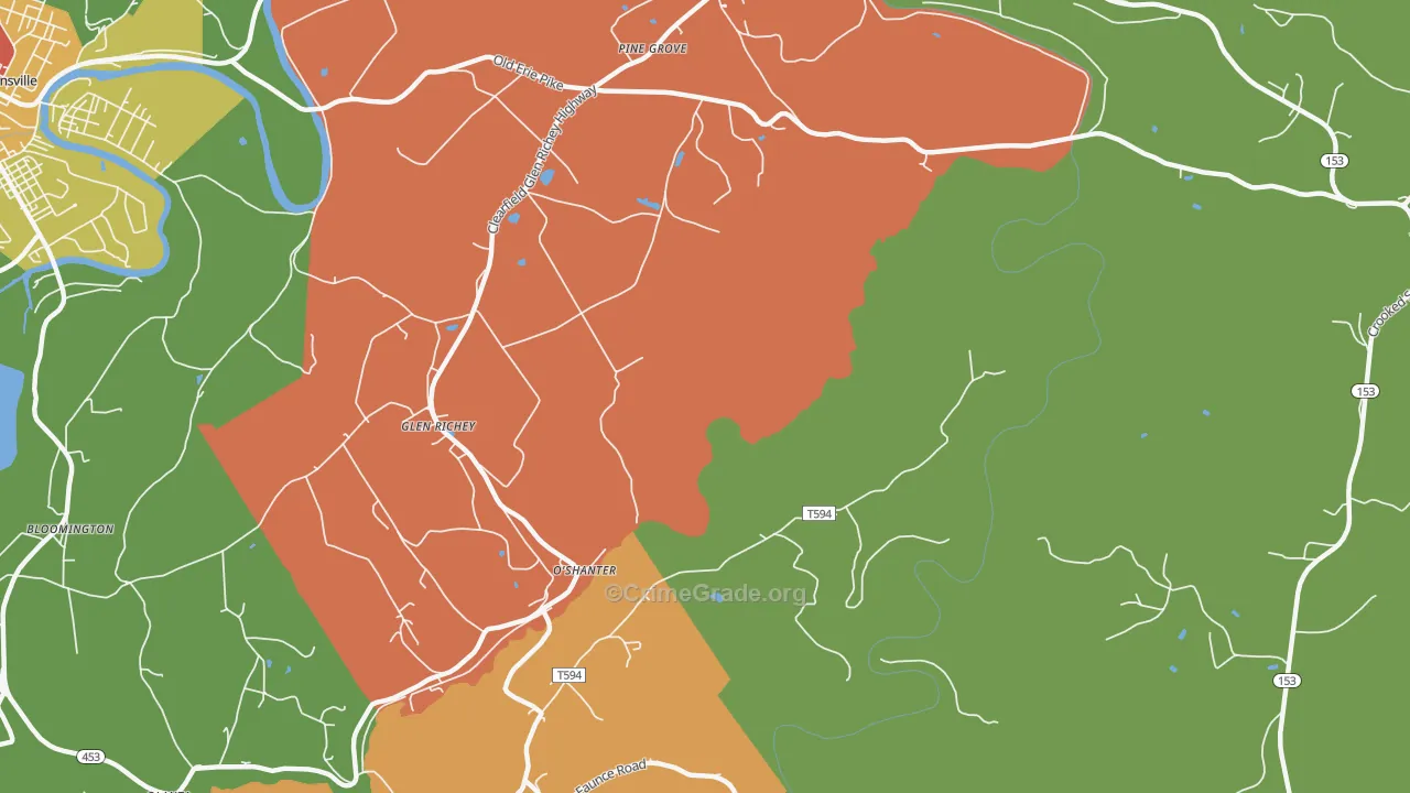 Oshanter, PA Map of Arson Rates