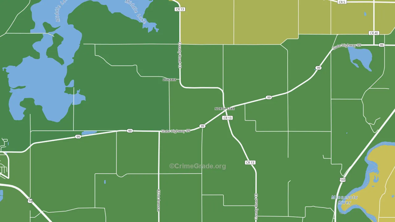 Oshawa, MN Map of Arson Rates