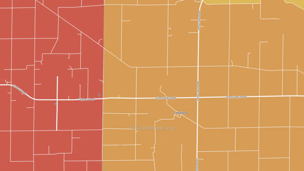 Oskaloosa, IL Map of Arson Rates