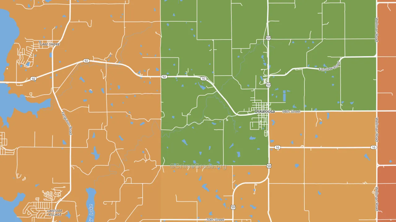 Oskaloosa, KS Map of Arson Rates