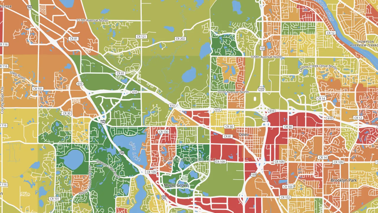Osseo, MN Map of Arson Rates