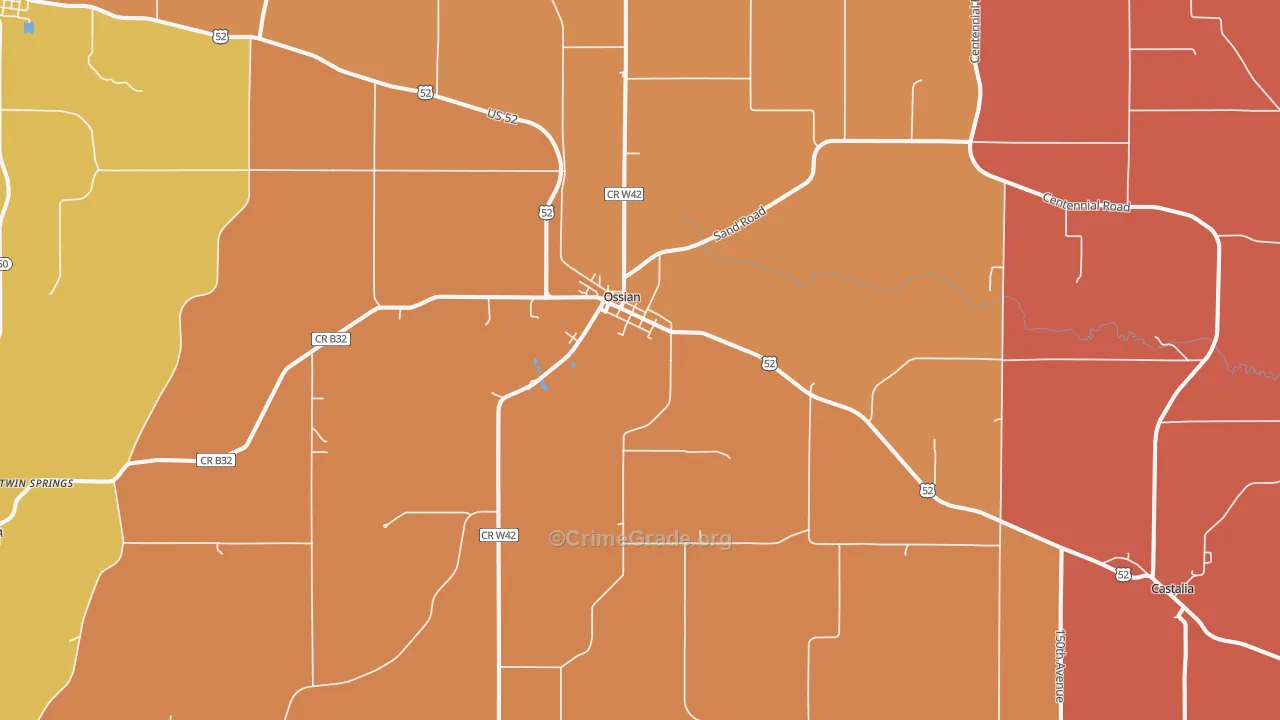 Ossian, IA Map of Arson Rates