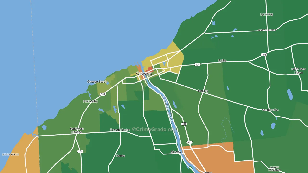 Oswego, NY Map of Arson Rates