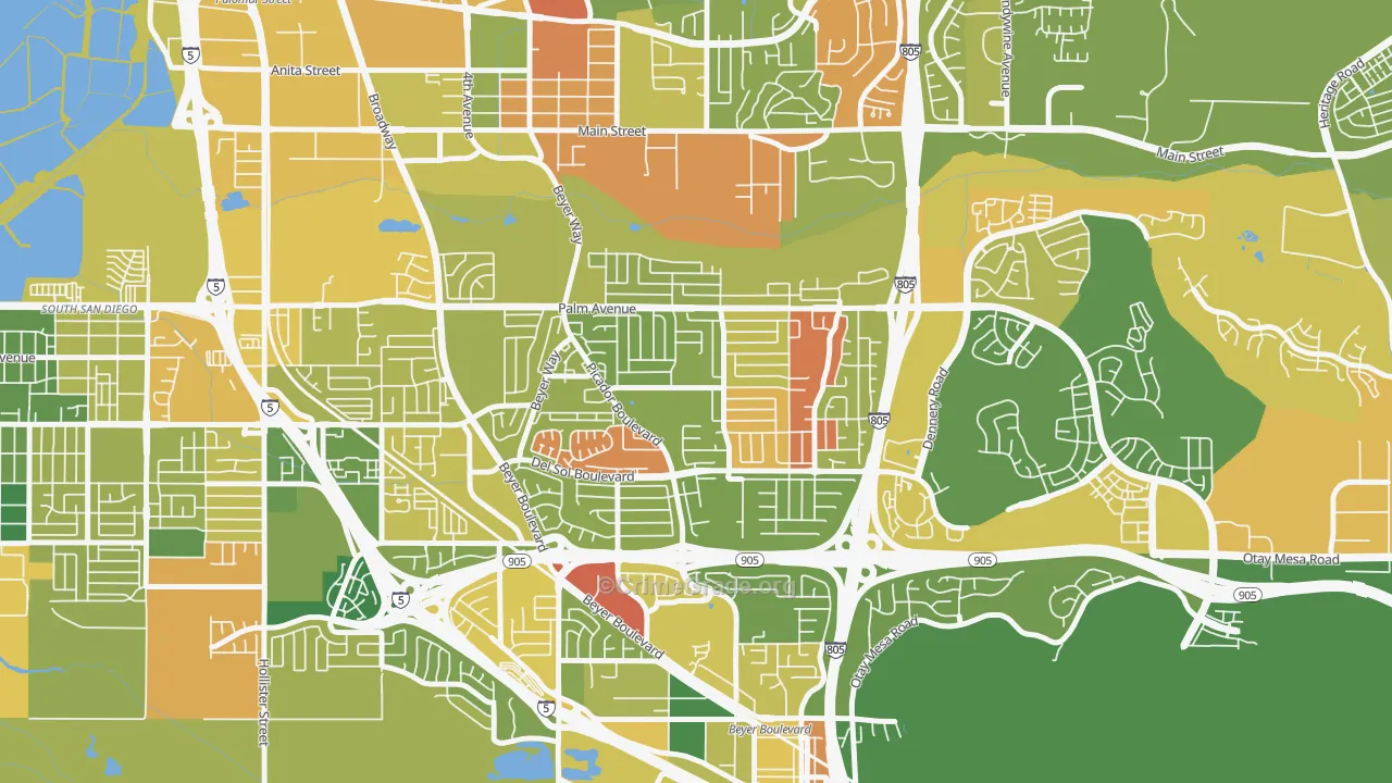 Otay Mesa West, San Diego, CA Map of Arson Rates