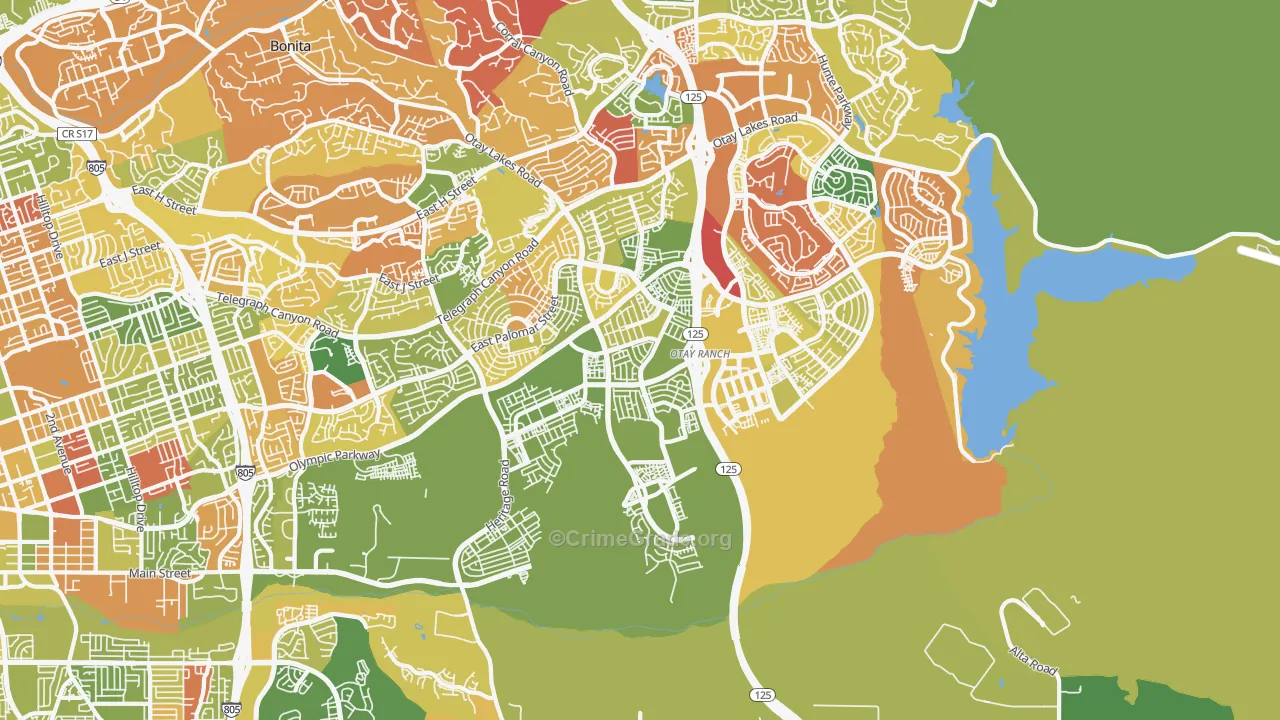 Otay Ranch, Chula Vista, CA Map of Arson Rates