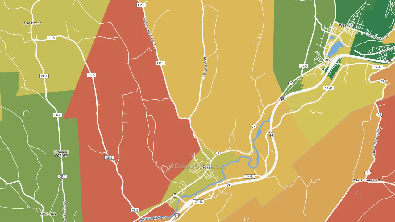 Otego, NY Map of Arson Rates