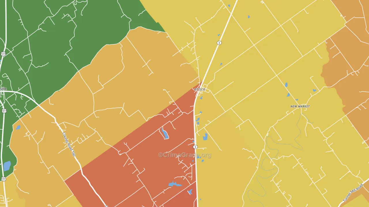 Otisco, IN Map of Arson Rates