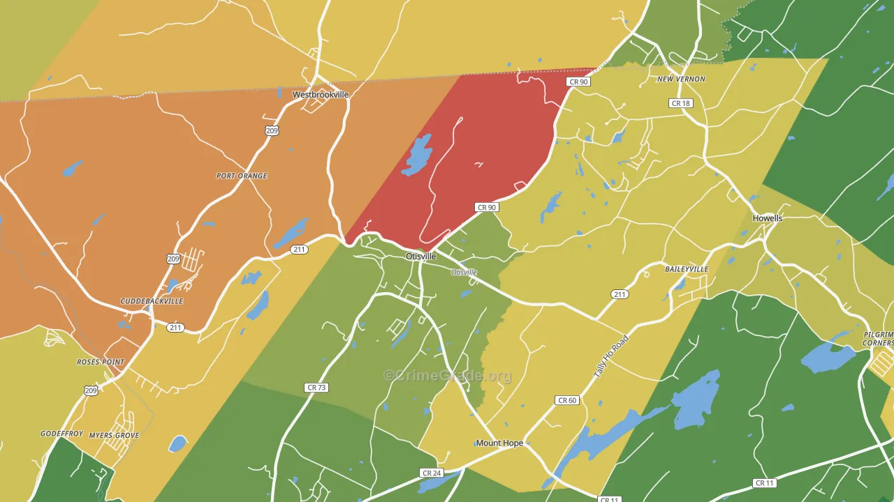 Otisville, NY Map of Arson Rates