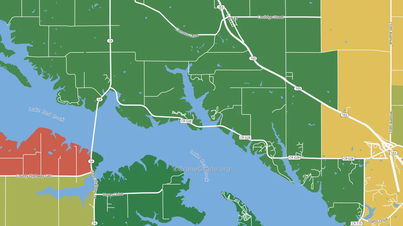 Otley, IA Map of Arson Rates